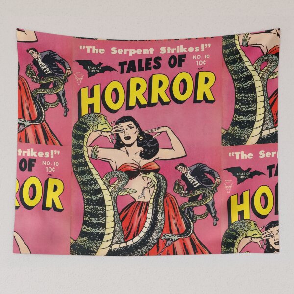 Item preview, Woman Attacked Poster : Retro Snake Attack Wall Art Print Decor designed and sold by artofuniverse.