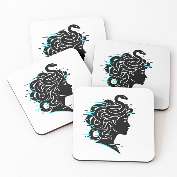 Item preview, Minimalist Medusa Glitch Line Art Neon Cyan designed and sold by HoruxDesign.