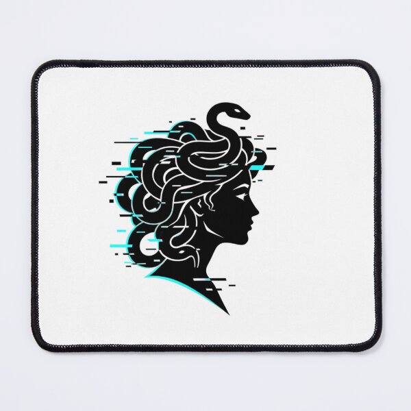 Item preview, Minimalist Medusa Glitch Line Art Neon Cyan designed and sold by HoruxDesign.