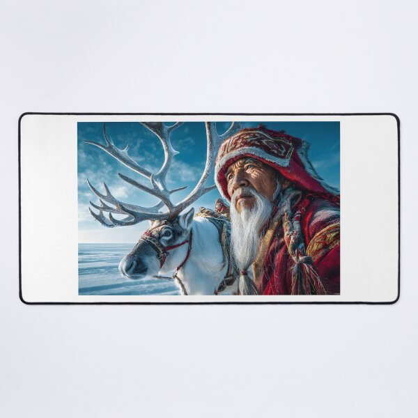 Item preview, Elderly Man in Traditional Attire with Reindeer designed and sold by Artessie.