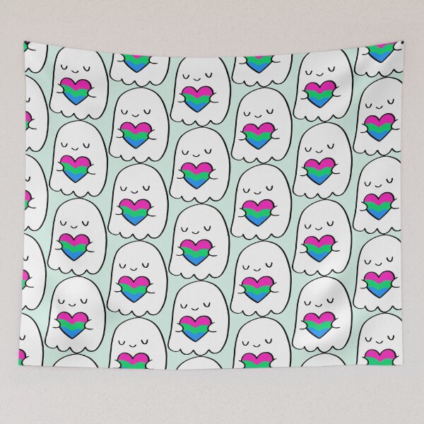 Item preview, Polysexual Love Ghost – Valentine Pride Illustration designed and sold by Cannaxes Studio.