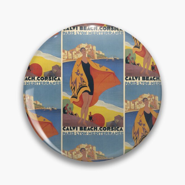 Item preview, Calvi Beach Corsica Elegant Woman On Coastal Travel Poster : Vintage designed and sold by artofuniverse.