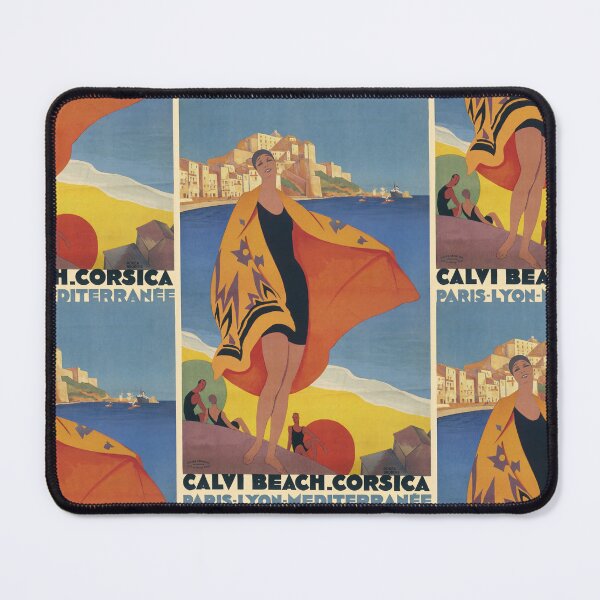 Item preview, Calvi Beach Corsica Elegant Woman On Coastal Travel Poster : Vintage designed and sold by artofuniverse.