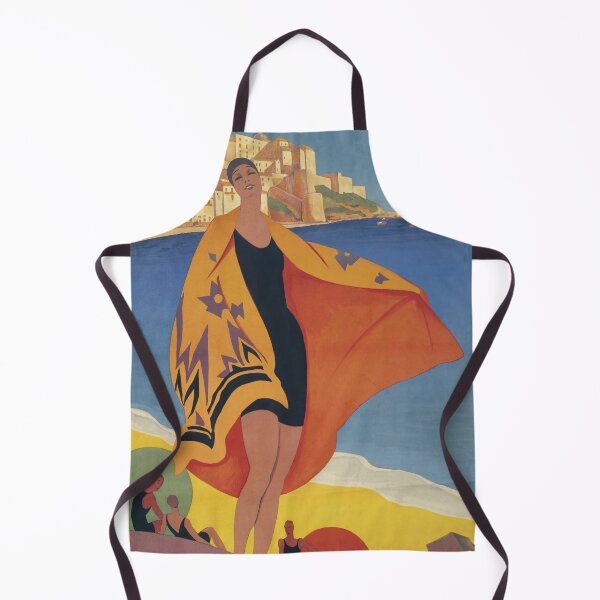 Item preview, Calvi Beach Corsica Elegant Woman On Coastal Travel Poster : Vintage designed and sold by artofuniverse.