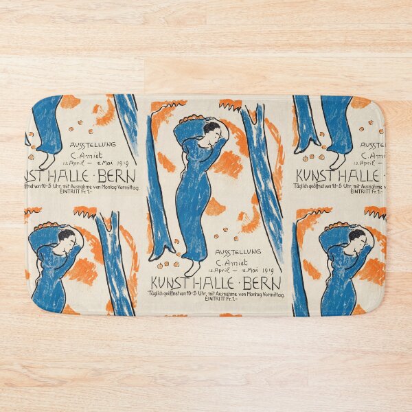 Item preview, Stylized Woman Carrying Basket Art Exhibition Advertisement Poster : Vintage designed and sold by artofuniverse.