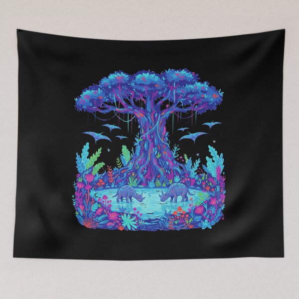 Item preview, Raw Avatar-Inspired Pandora Forest Art – Bioluminescent Fantasy Jungle Nature designed and sold by alllyxispace.