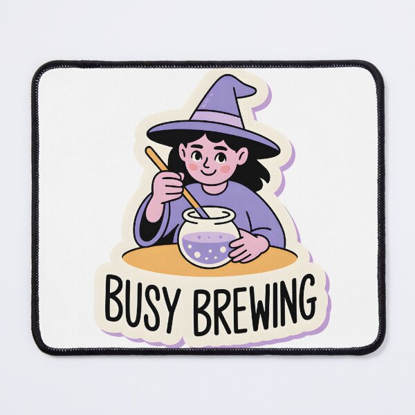 Item preview, Busy Brewing – Cute Witch Potion Making Art designed and sold by CozySpell.