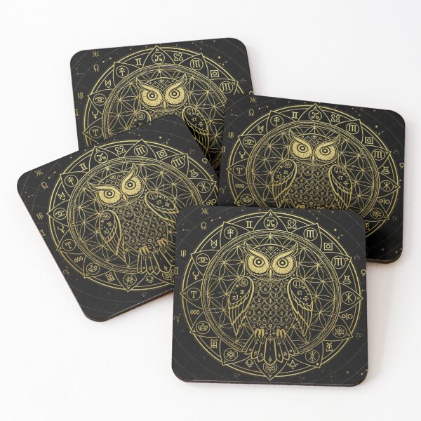 Item preview, Golden Alchemy Owl of Athena Esoteric Mandala designed and sold by HoruxDesign.