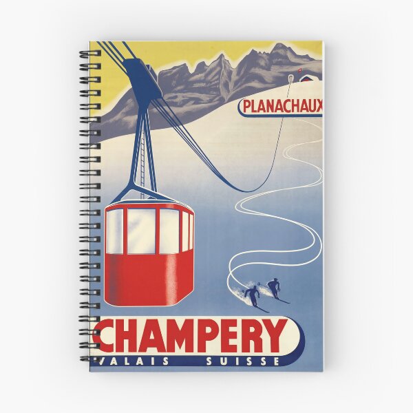 Item preview, Champery Planachaux Ski Cable Car Mountain Landscape Travel Poster : Vintage Lift designed and sold by artofuniverse.