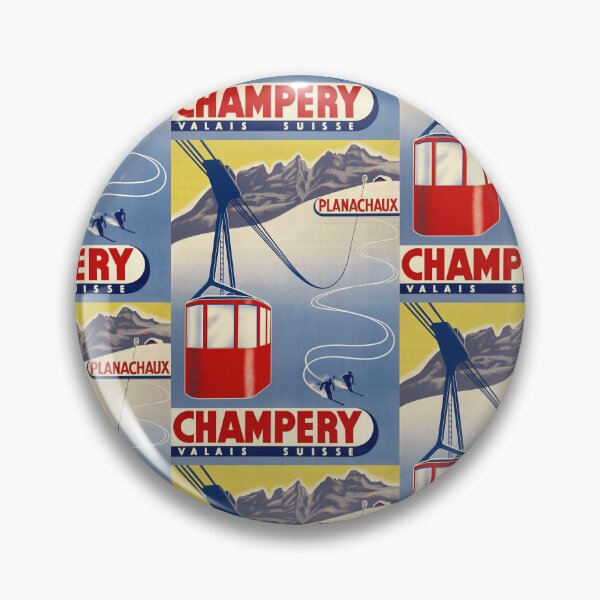 Item preview, Champery Planachaux Ski Cable Car Mountain Landscape Travel Poster : Vintage Lift designed and sold by artofuniverse.