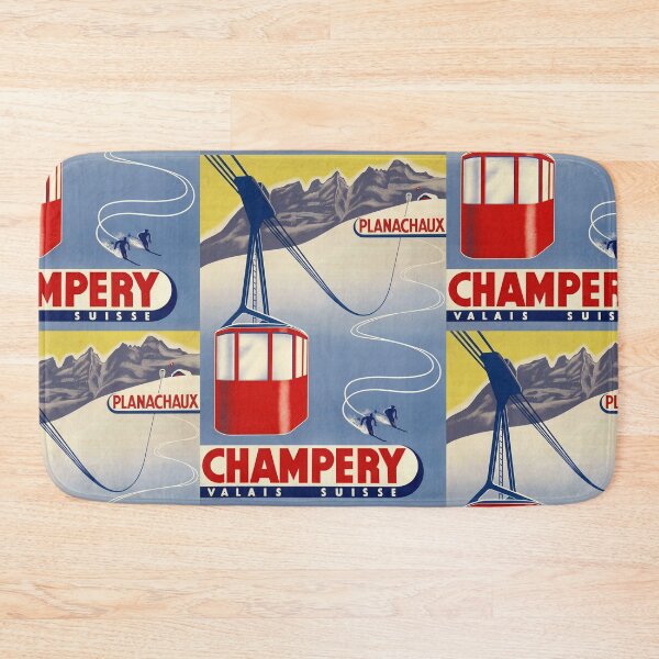 Item preview, Champery Planachaux Ski Cable Car Mountain Landscape Travel Poster : Vintage Lift designed and sold by artofuniverse.