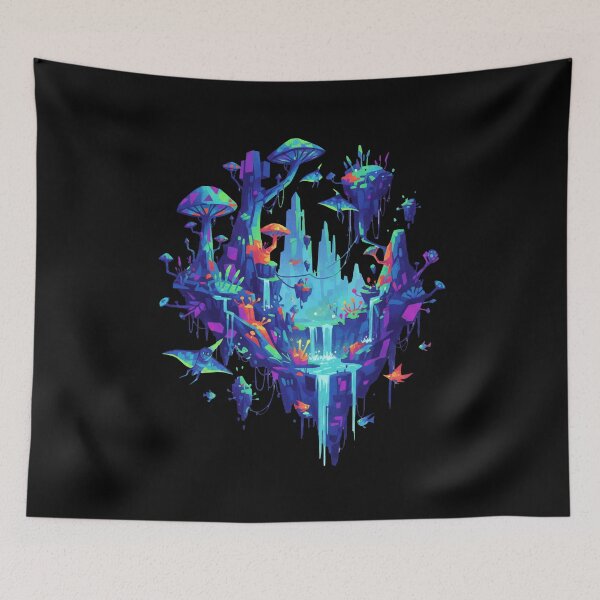Item preview, Abstract Avatar-Inspired Pandora Forest Art – Bioluminescent Fantasy Jungle Nature designed and sold by alllyxispace.