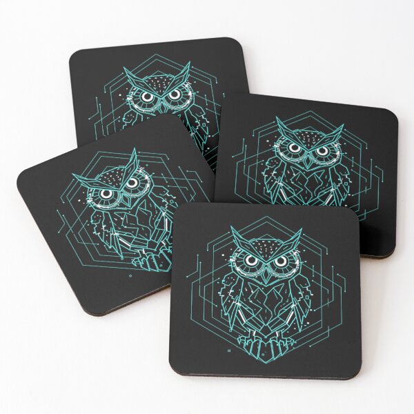 Item preview, Modern Tech Noir Owl of Athena Digital Blueprint designed and sold by HoruxDesign.