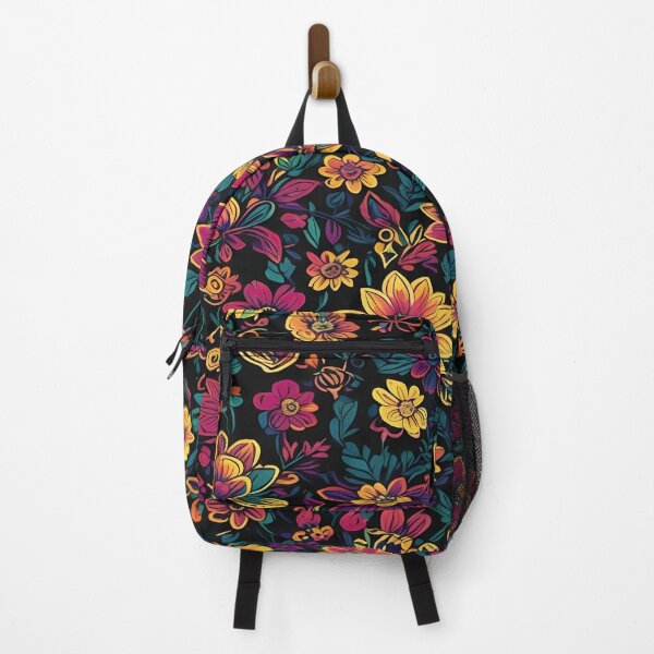 Item preview, Beautiful Colorful Floral Garden Seamless Pattern with Black Background Art designed and sold by DrawHandArt.