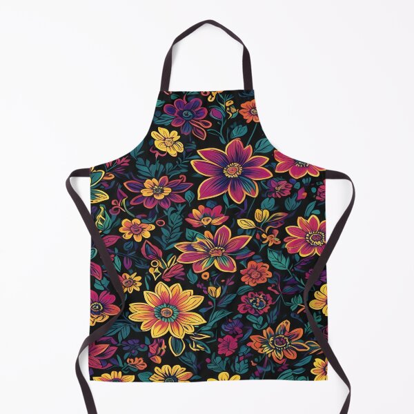Item preview, Beautiful Colorful Floral Garden Seamless Pattern with Black Background Art designed and sold by DrawHandArt.