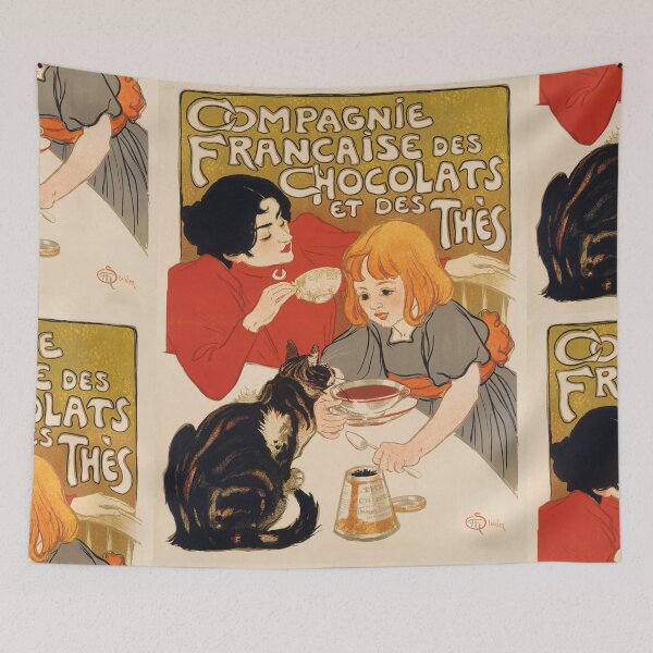 Item preview, Woman Child And Cat Tea Advertisement Poster : French Beverage designed and sold by artofuniverse.