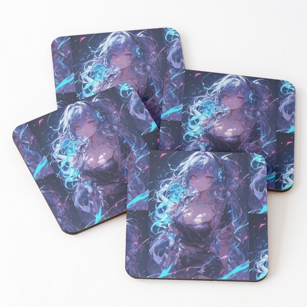 Item preview, Vibrant blue neon anime girl designed and sold by ArtsJulian.