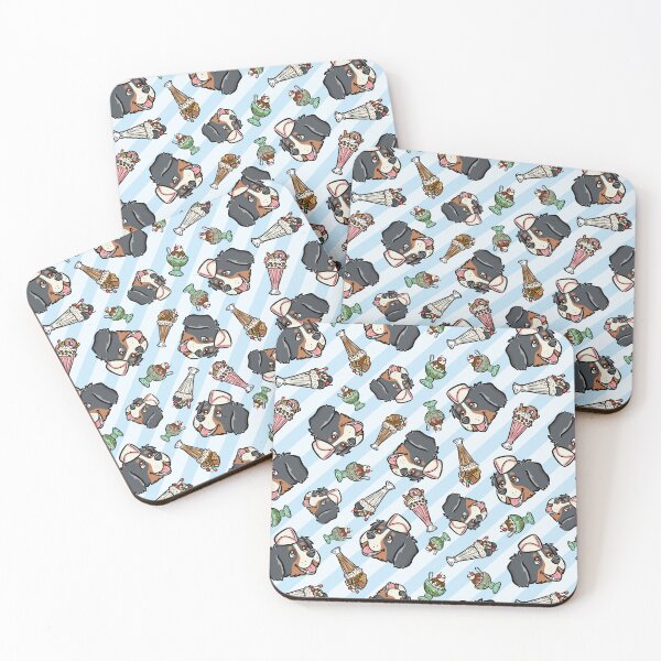 Item preview, Bernese Mountain Dog Cute Retro Soda Fountain on Blue Stripes designed and sold by HappyHannahArt.