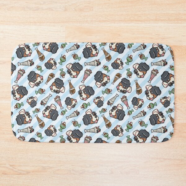 Item preview, Bernese Mountain Dog Cute Retro Soda Fountain on Blue Stripes designed and sold by HappyHannahArt.