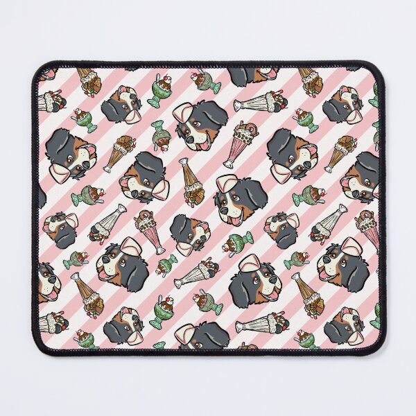 Item preview, Bernese Mountain Dog Cute Retro Soda Fountain on Pink Stripes designed and sold by HappyHannahArt.