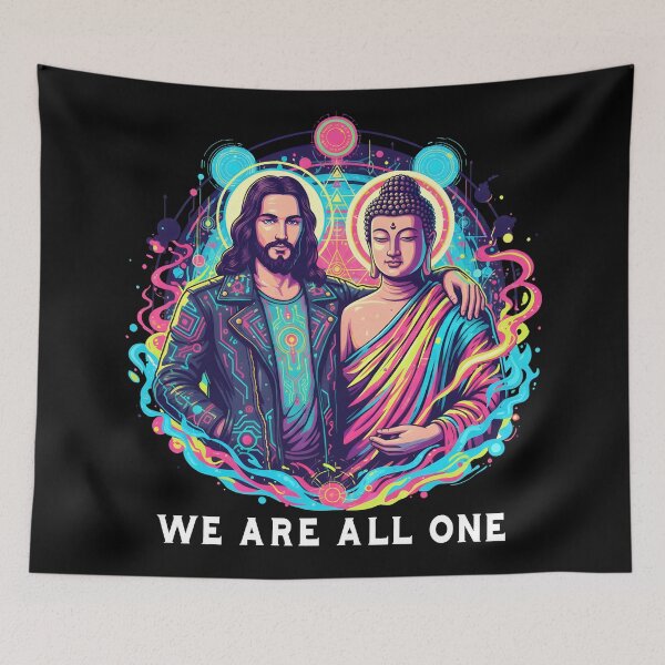 Item preview, We Are All One Jesus and Buddha Spiritual Unity  designed and sold by DrawHandArt.