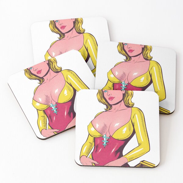 Item preview, Pop art heroine in magenta suit with treasure chest on black designed and sold by Creative88Art.