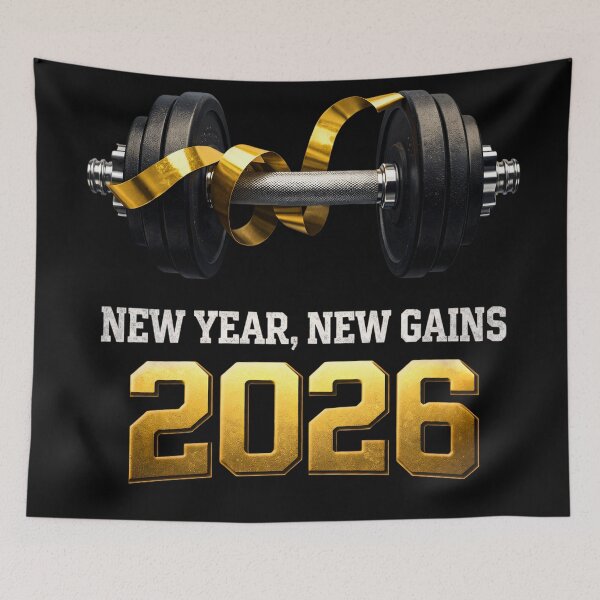 Item preview, 2026 Fitness New Year New Gains – Dumbbell Motivation Gym Workout Design designed and sold by FUIRY .