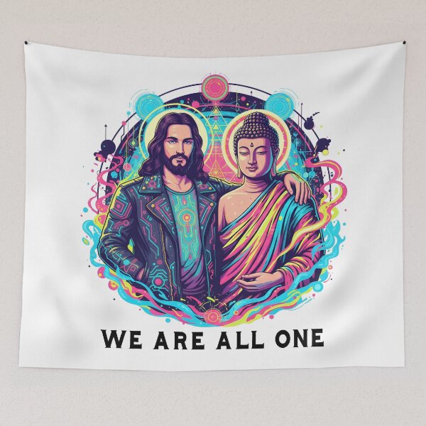 Item preview, We Are All One Jesus and Buddha Spiritual Unity  designed and sold by DrawHandArt.
