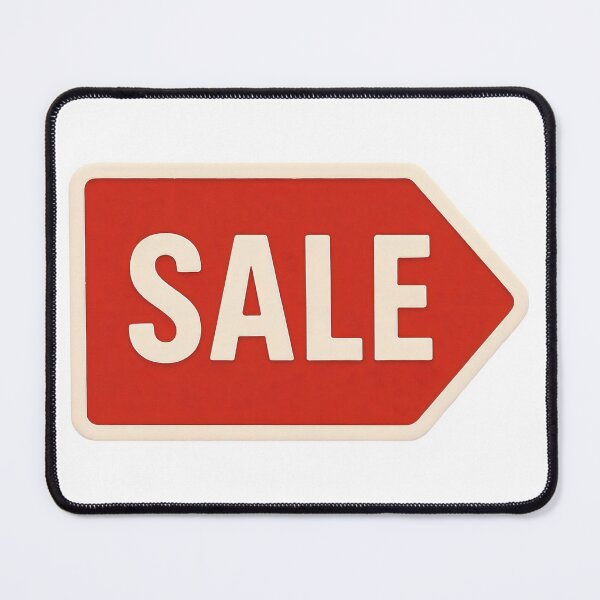Item preview, Red arrow sign with cream SALE text points right on black background designed and sold by Creative88Art.