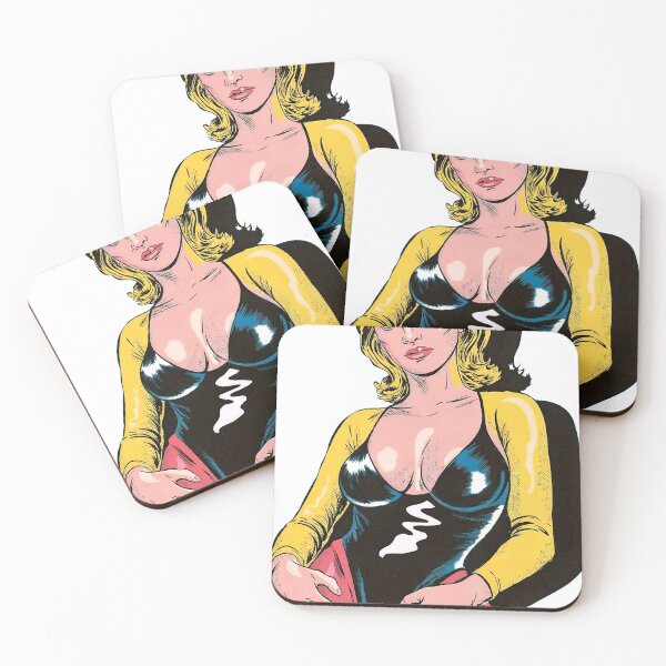 Item preview, Retro pop art comic style blonde in black leotard and red pants designed and sold by Creative88Art.