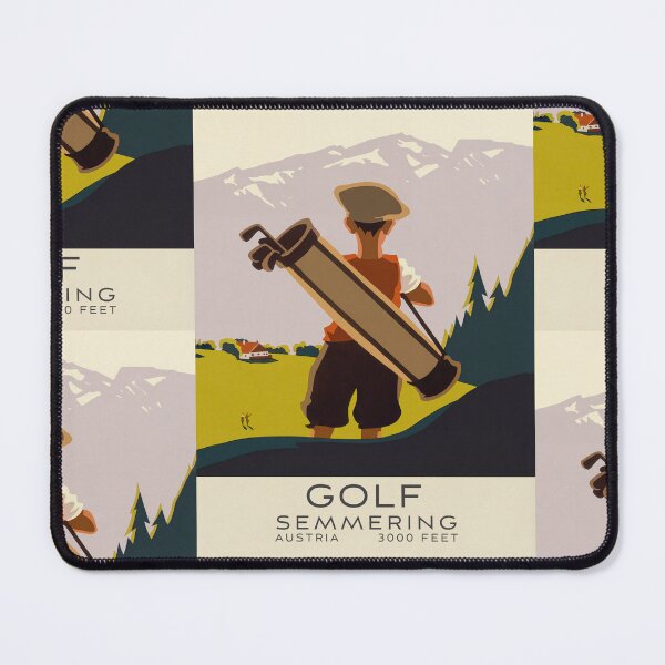 Item preview, Golf Semmering Austria Golfer With Bag Mountain Landscape Travel Poster : Vintage designed and sold by artofuniverse.