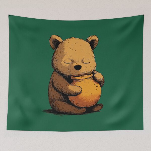 Item preview, Sleeping bear cub with a jar of honey – Cute cartoon illustration designed and sold by Meiersbeste.