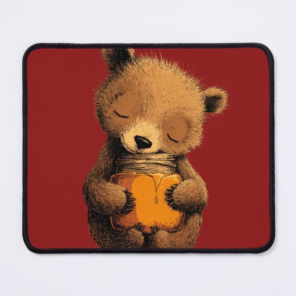 Item preview, Sleeping bear cub with honey jar – Fluffy kawaii illustration designed and sold by Meiersbeste.