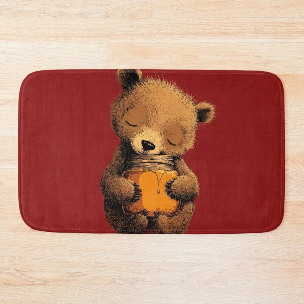 Item preview, Sleeping bear cub with honey jar – Fluffy kawaii illustration designed and sold by Meiersbeste.