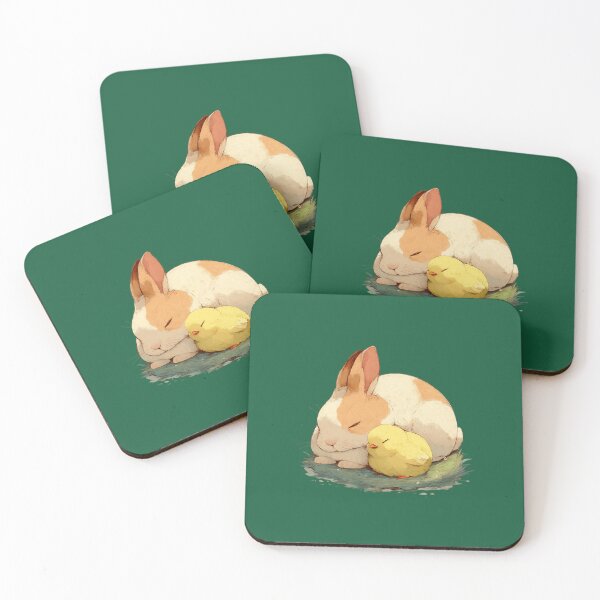 Item preview, Sleeping rabbit & chick – Cute spring illustration designed and sold by Meiersbeste.
