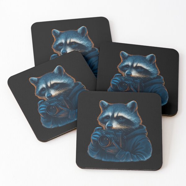 Item preview, Cinematic Raccoon Photographer on Urban Rooftop - Night City Glow designed and sold by MKreative Studio.