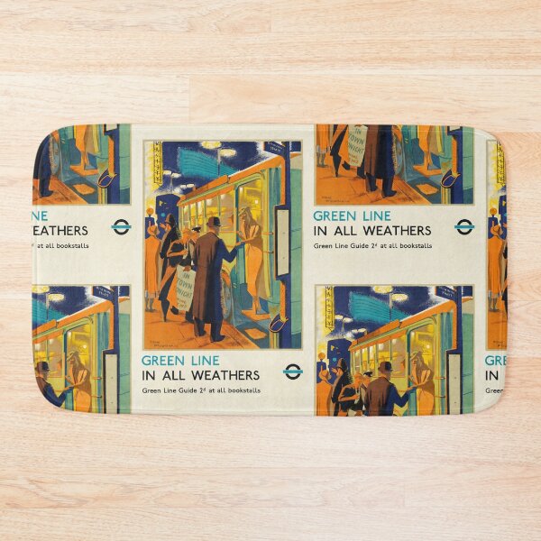 Item preview, Night City Bus Stop Commuters Boarding Advertisement Poster : Vintage Transport designed and sold by artofuniverse.