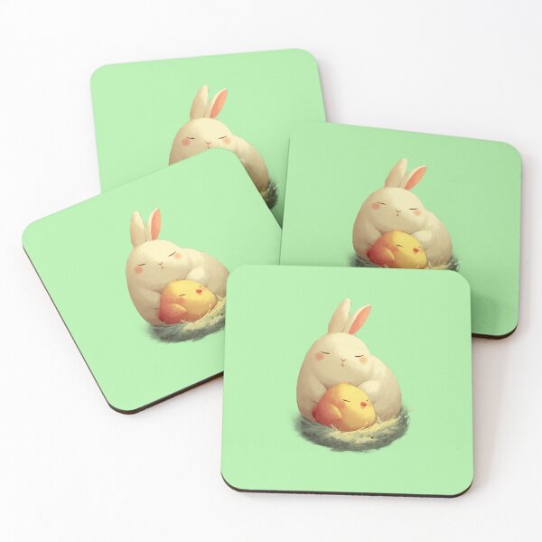 Item preview, Sleeping rabbit and chicks in the nest – Sweet watercolor designed and sold by Meiersbeste.