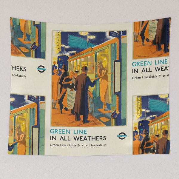 Item preview, Night City Bus Stop Commuters Boarding Advertisement Poster : Vintage Transport designed and sold by artofuniverse.