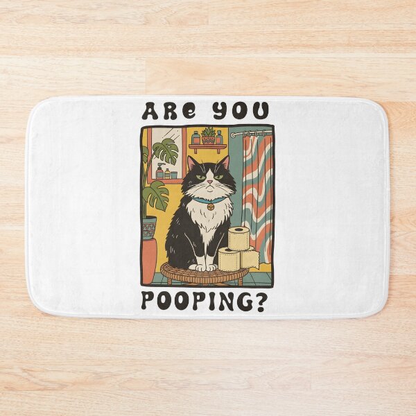 Item preview, Funny Black Cat Bathroom Art Decor - Are You Pooping designed and sold by DrawHandArt.
