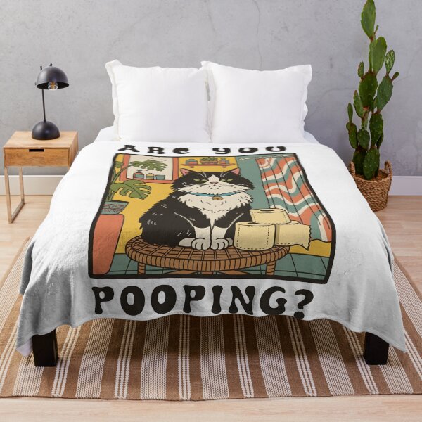 Item preview, Funny Black Cat Bathroom Art Decor - Are You Pooping designed and sold by DrawHandArt.