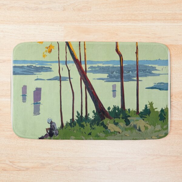 Item preview, Golfe du Morbihan Coastal Landscape With Trees Sailboats Travel Poster : Vintage Artwork designed and sold by artofuniverse.