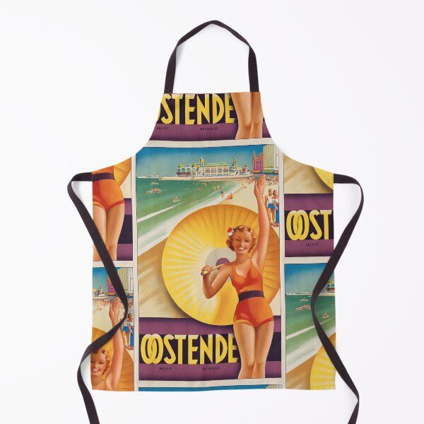 Item preview, Oostende Smiling Woman With Parasol Beach Resort Travel Poster : Vintage designed and sold by artofuniverse.