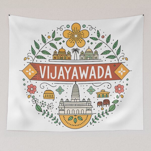 Item preview, Vijayawada Telugu Typography Design | City Pride Minimal Art designed and sold by VividOrganica.