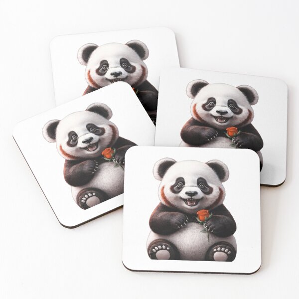 Item preview, Cute Panda with Rose – Romantic Kawaii Animal Illustration designed and sold by hallwell.