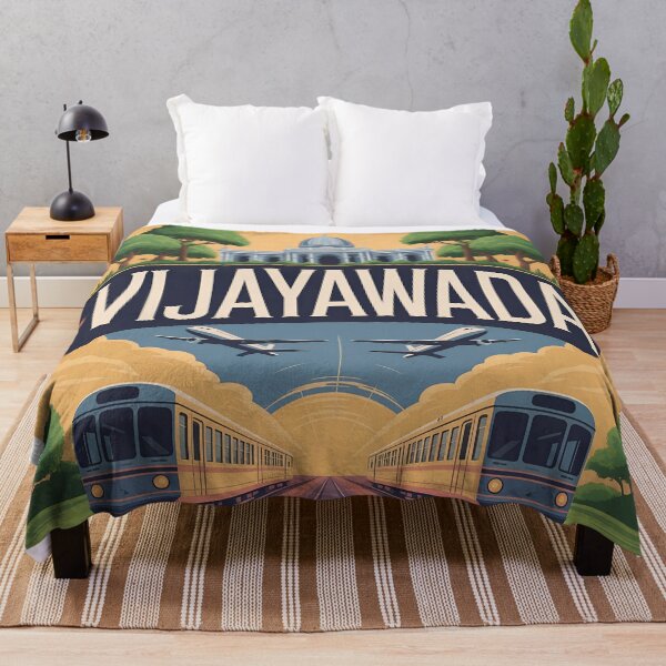 Item preview, Vijayawada Vintage Travel | Retro City Illustration Art designed and sold by VividOrganica.