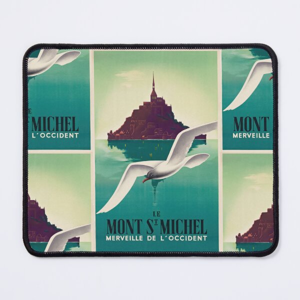 Item preview, Le Mont St Coastal Island Landmark Flying Seagull Travel Poster : Vintage Art designed and sold by artofuniverse.