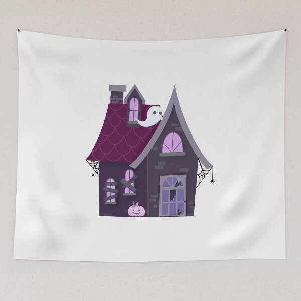 Item preview, Cute Haunted House with Friendly Ghost Illustration designed and sold by Horrify.
