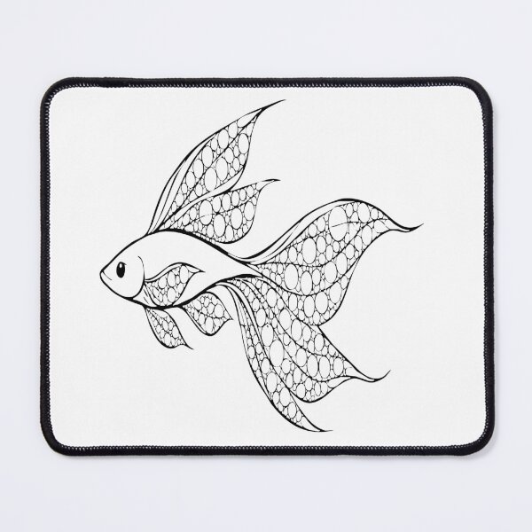 Item preview, Ethereal Black and White Vector Fish with Intricate Circular Lace Fins Modern Illustration designed and sold by ARTCREATESHOP.