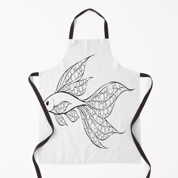 Item preview, Ethereal Black and White Vector Fish with Intricate Circular Lace Fins Modern Illustration designed and sold by ARTCREATESHOP.